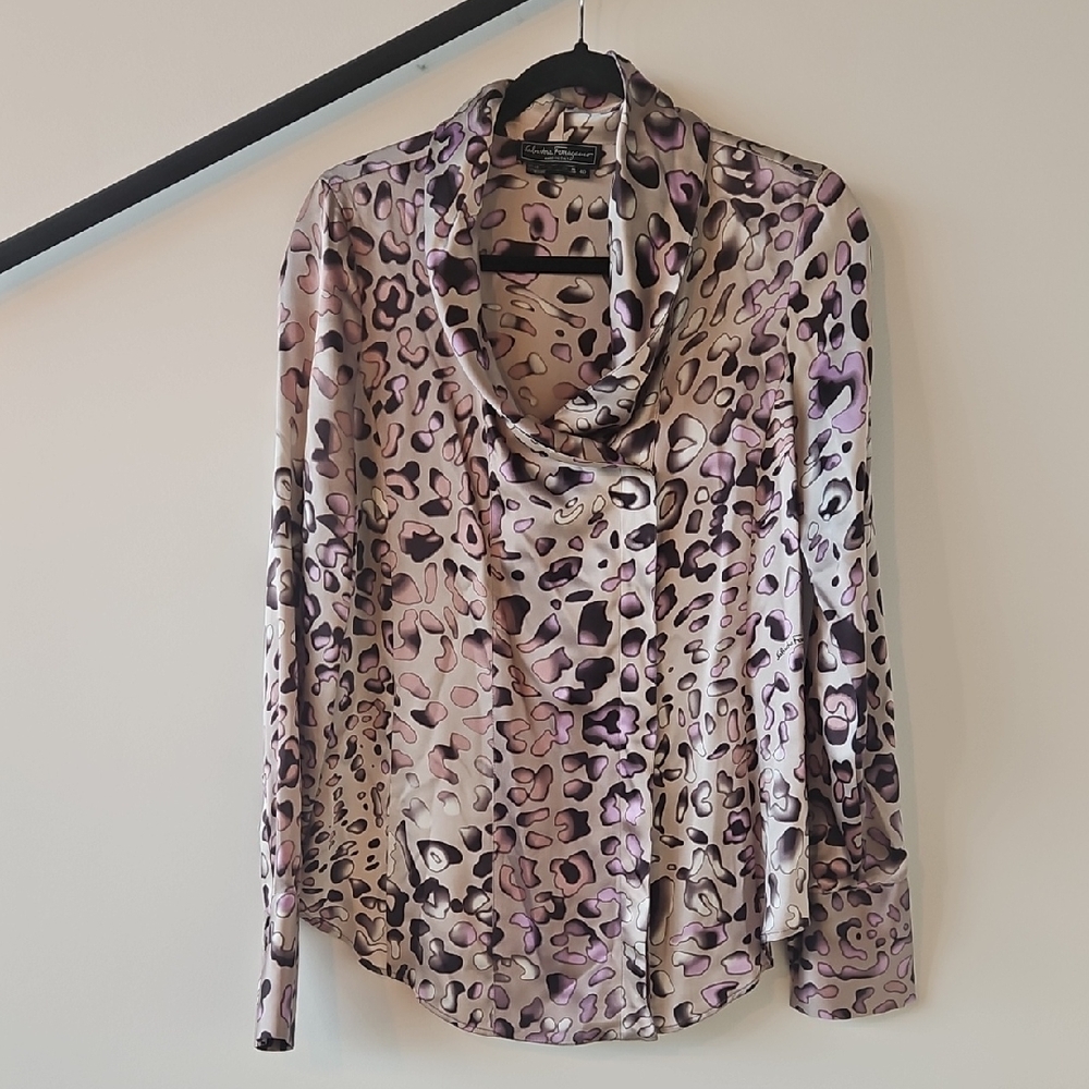 Salvatore Ferragamo Leopard Print Blouse - Purple and Pink